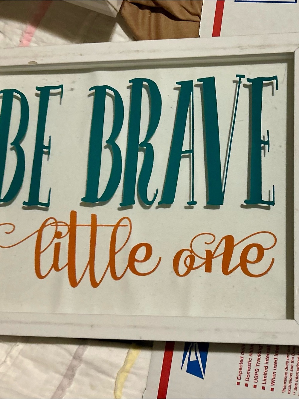 Be Brave Little One Framed Nursery Wall Art - Teal & Coral Text